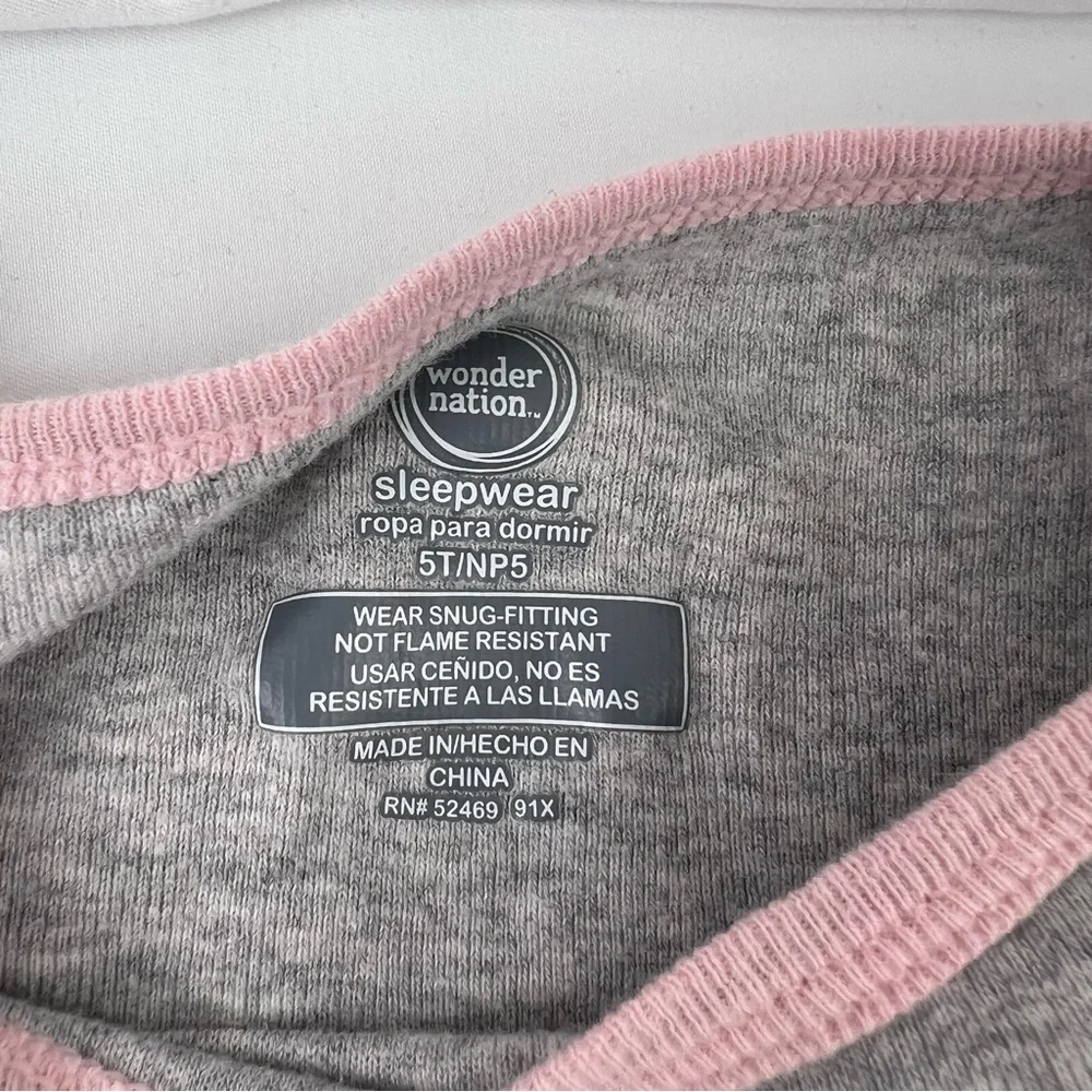 Kid's Pajamas - Llama - 5T - Pink and Gray - Wonder Nation